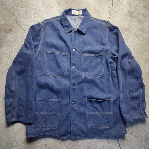 Vintage 'Golden Horse' navy indigo denim chore jacket men's XL - Picture 1 of 5